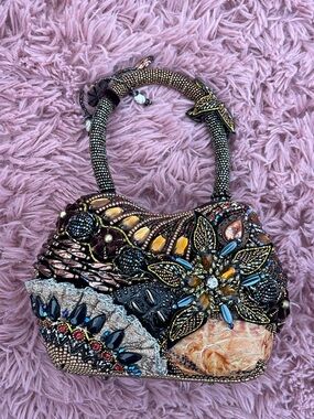 Beaded Floral Embellished Evening Bag in Multi-Color